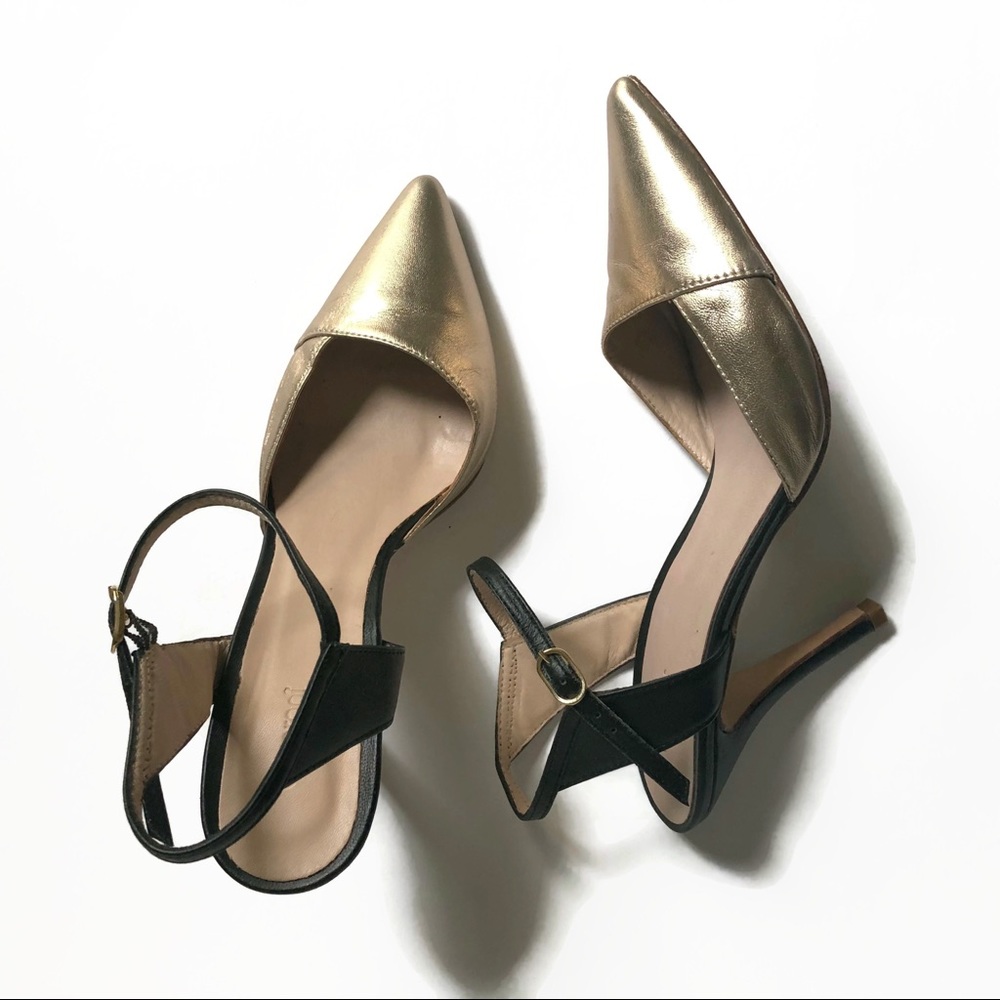 Ancarani black and gold leather heels